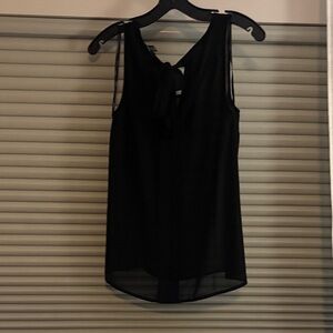 Elegant Black Sleeveless Top with bow accent Chiffon Material NWOT